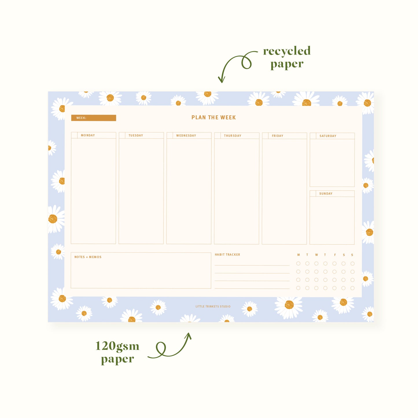 A4 Weekly Planner Daisies