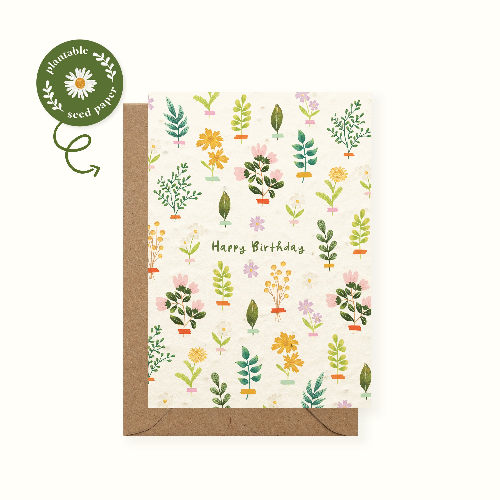 Plantable Flower Seed Paper Cards A6 Happy Birthday