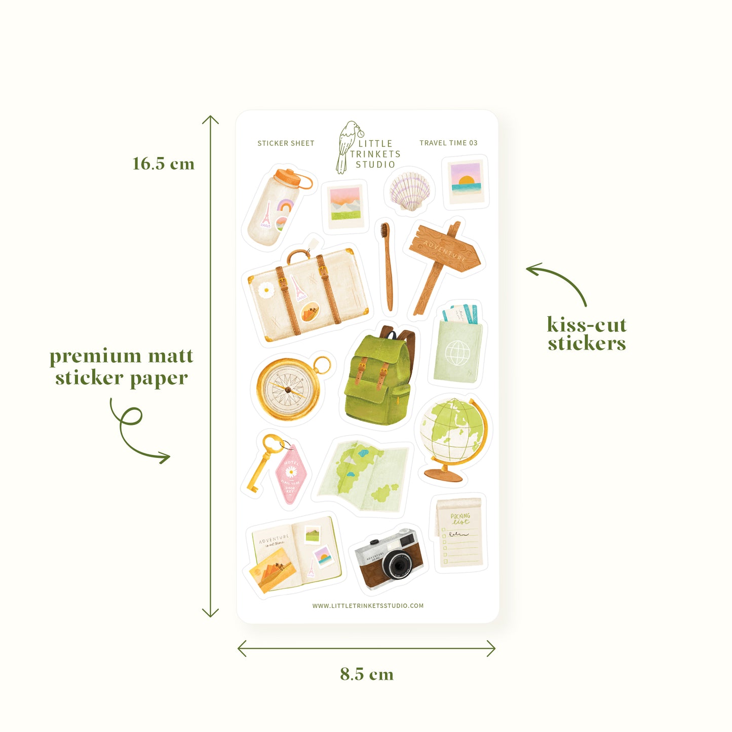 Travel sticker sheet kiss-cut stickers