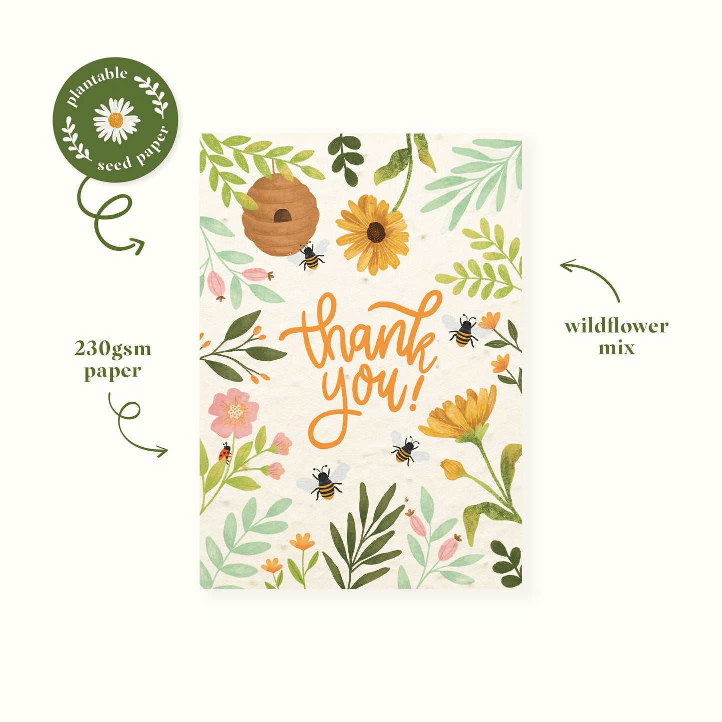 Bee Plantable Thank You Card