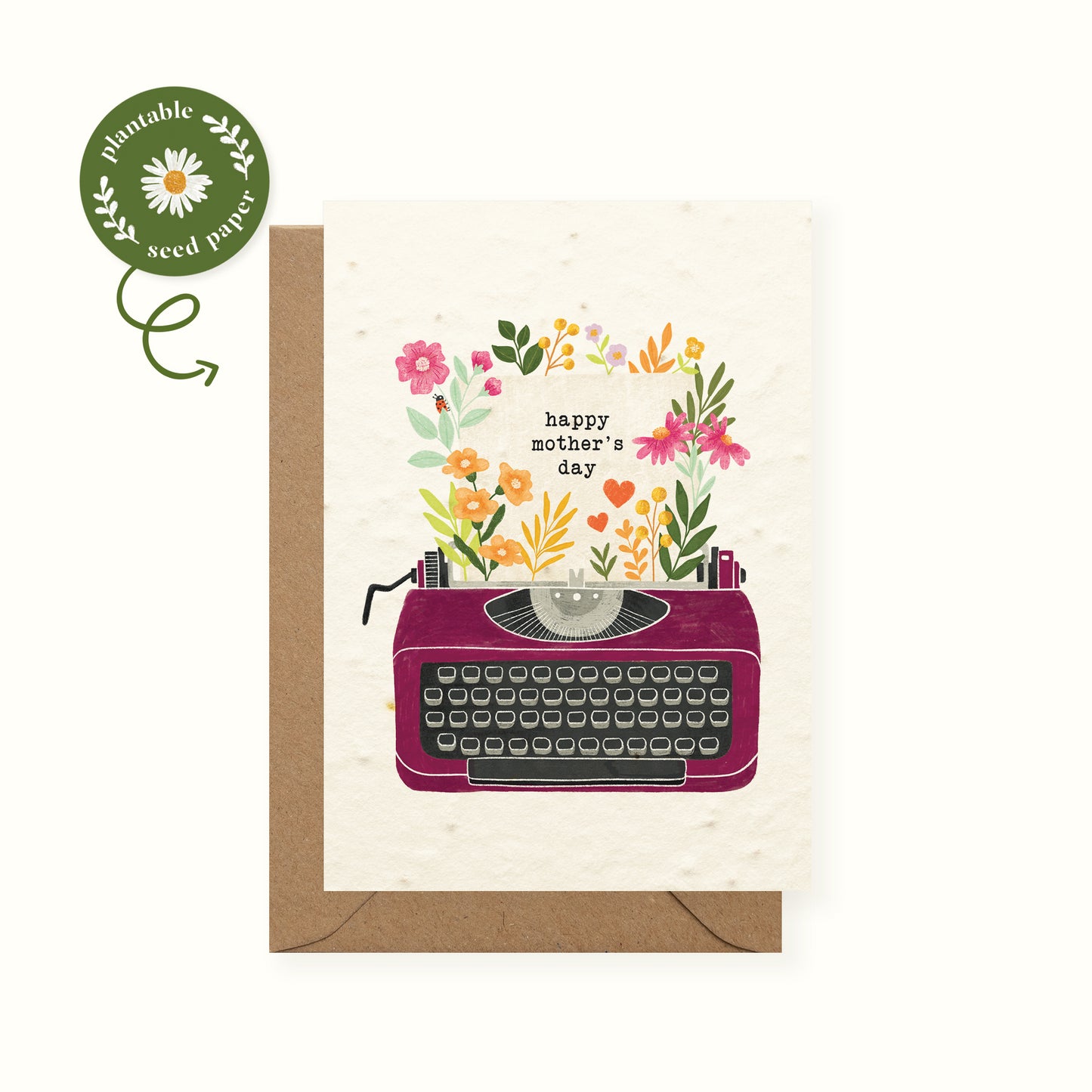 Typewriter Plantable Mother's Day Card