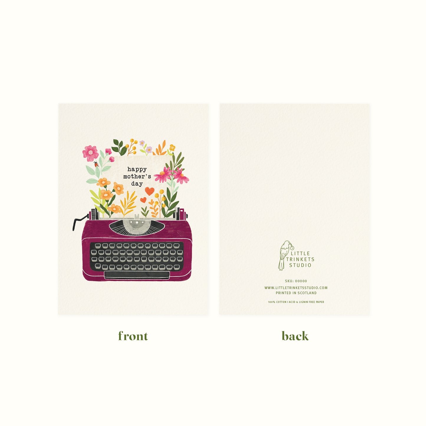 Typewriter Mother's Day Card