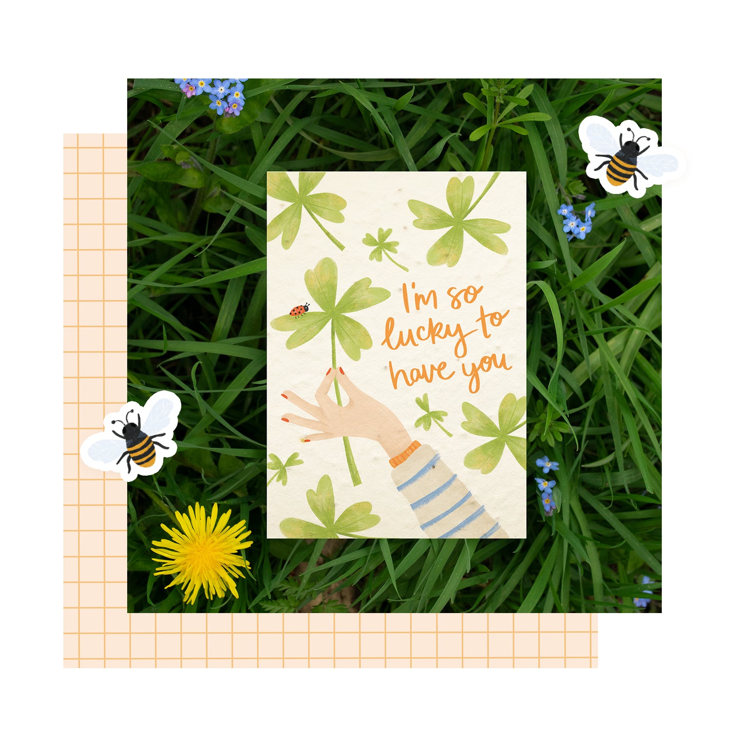 Lucky to have you plantable greeting card