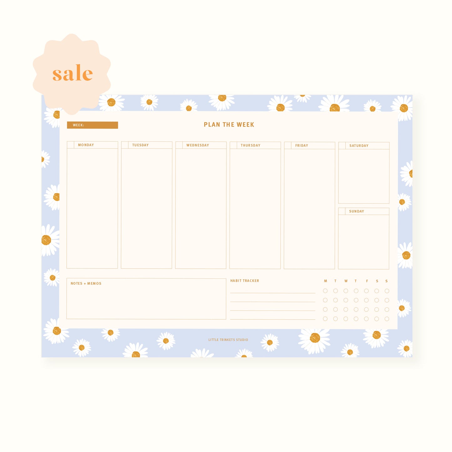 A4 Weekly Planner Daisies