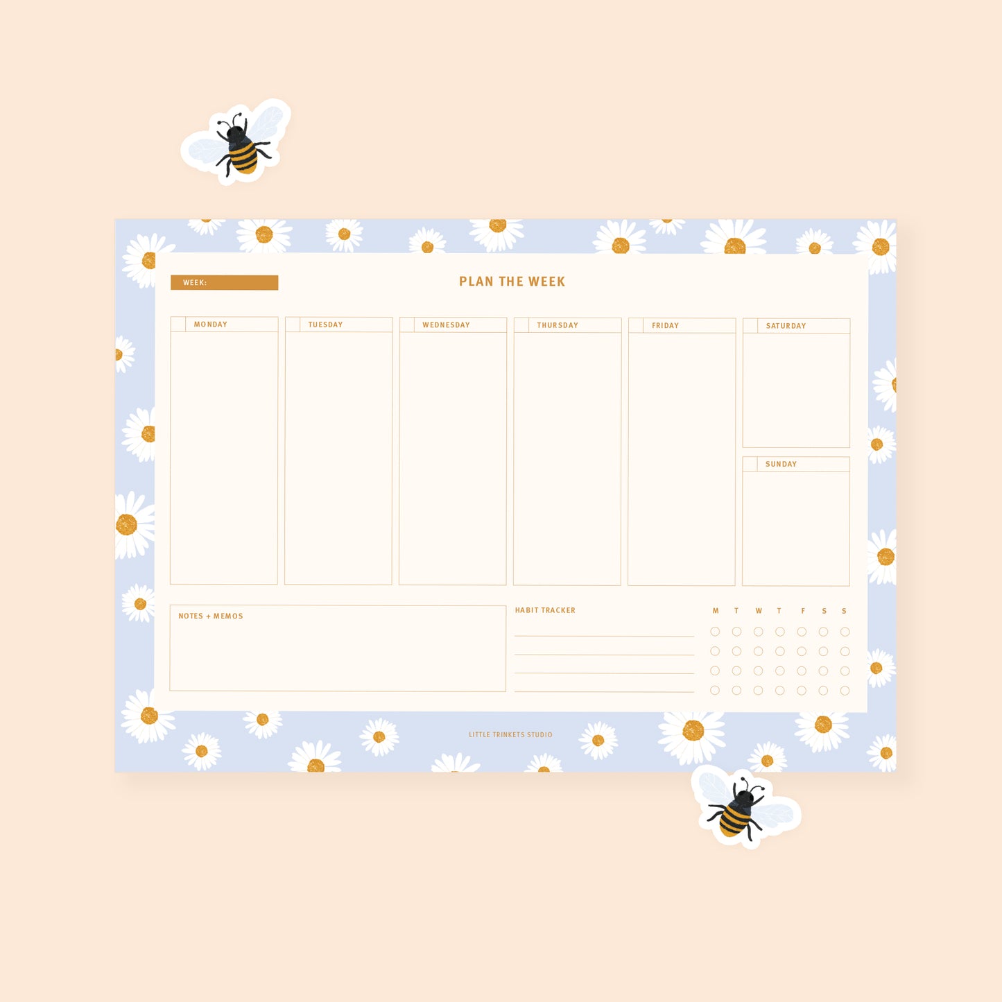 A4 Weekly Planner Daisies