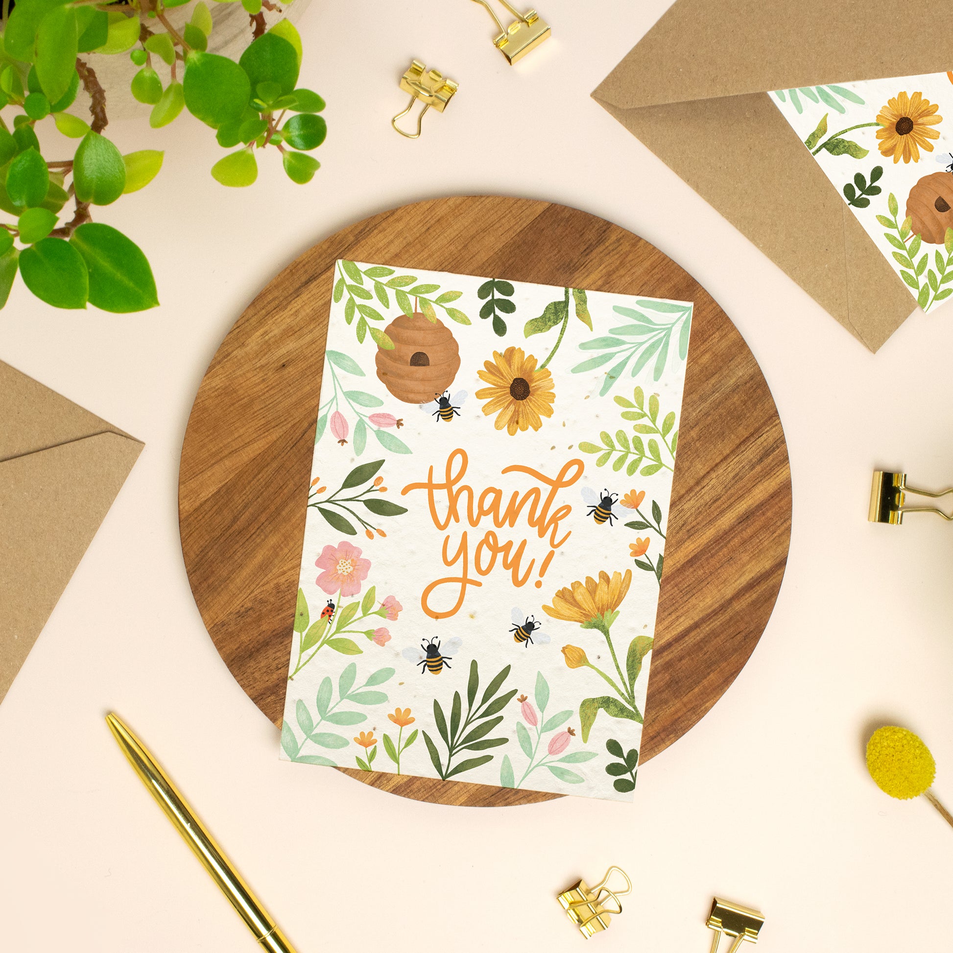 flower seed thank you cards Bee Plantable Thank You Card – Little Trinkets Studio