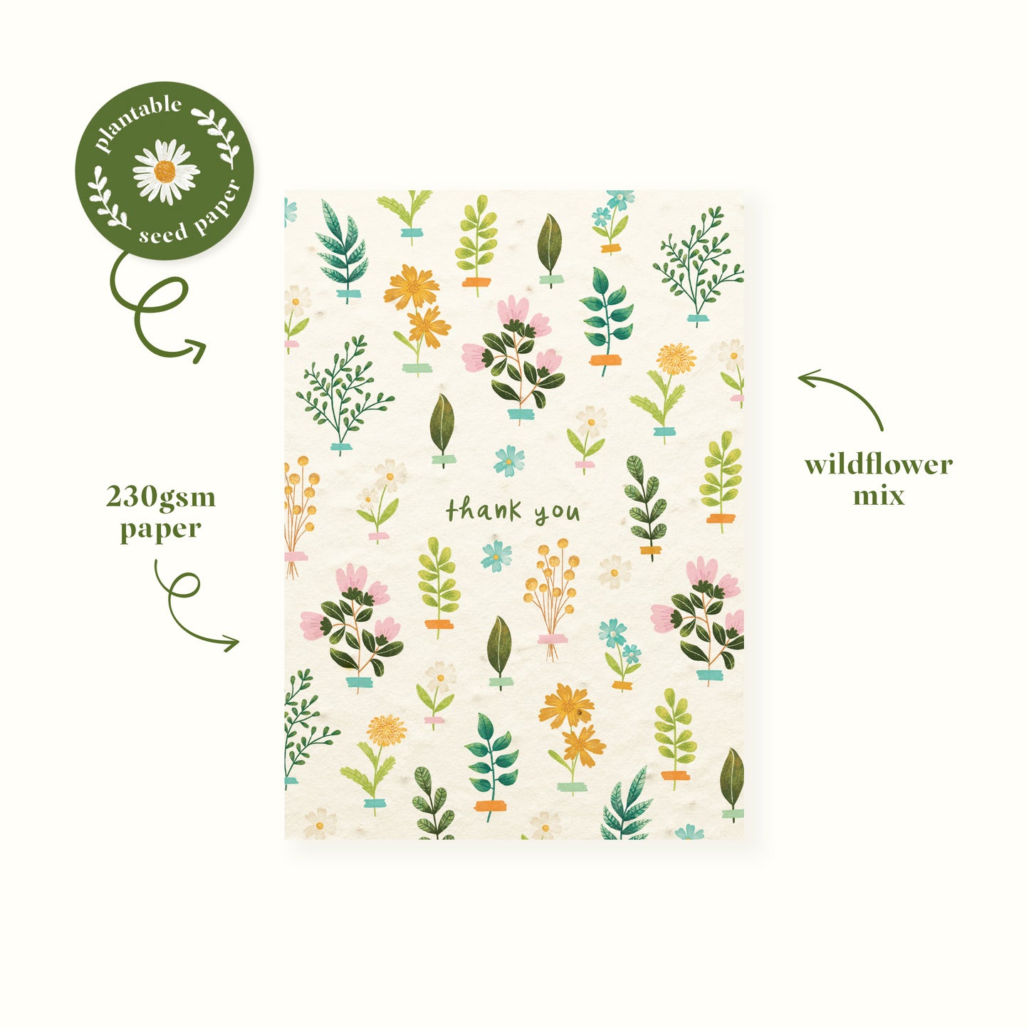 Floral Plantable Thank You Card