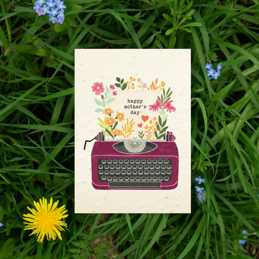 Typewriter Plantable Mother's Day Card
