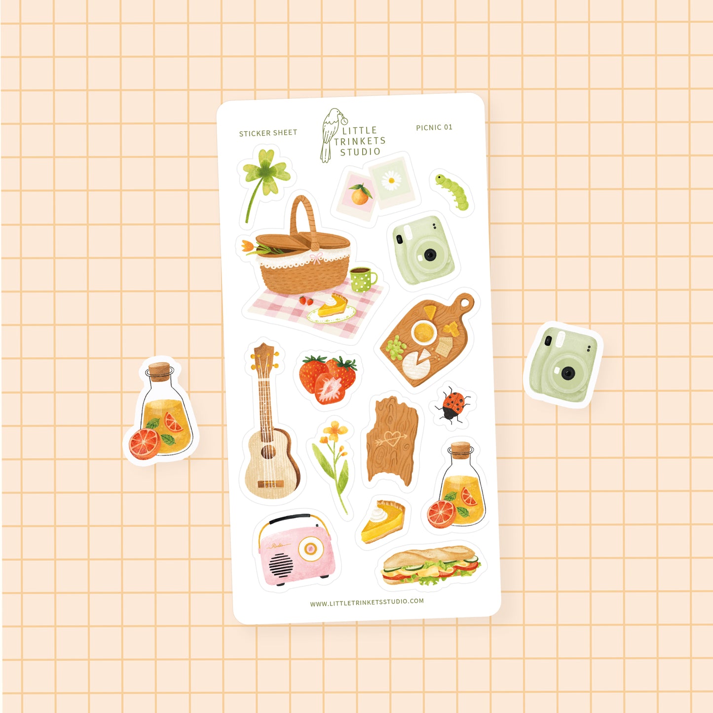 Summer drink and polaroid camera sticker
