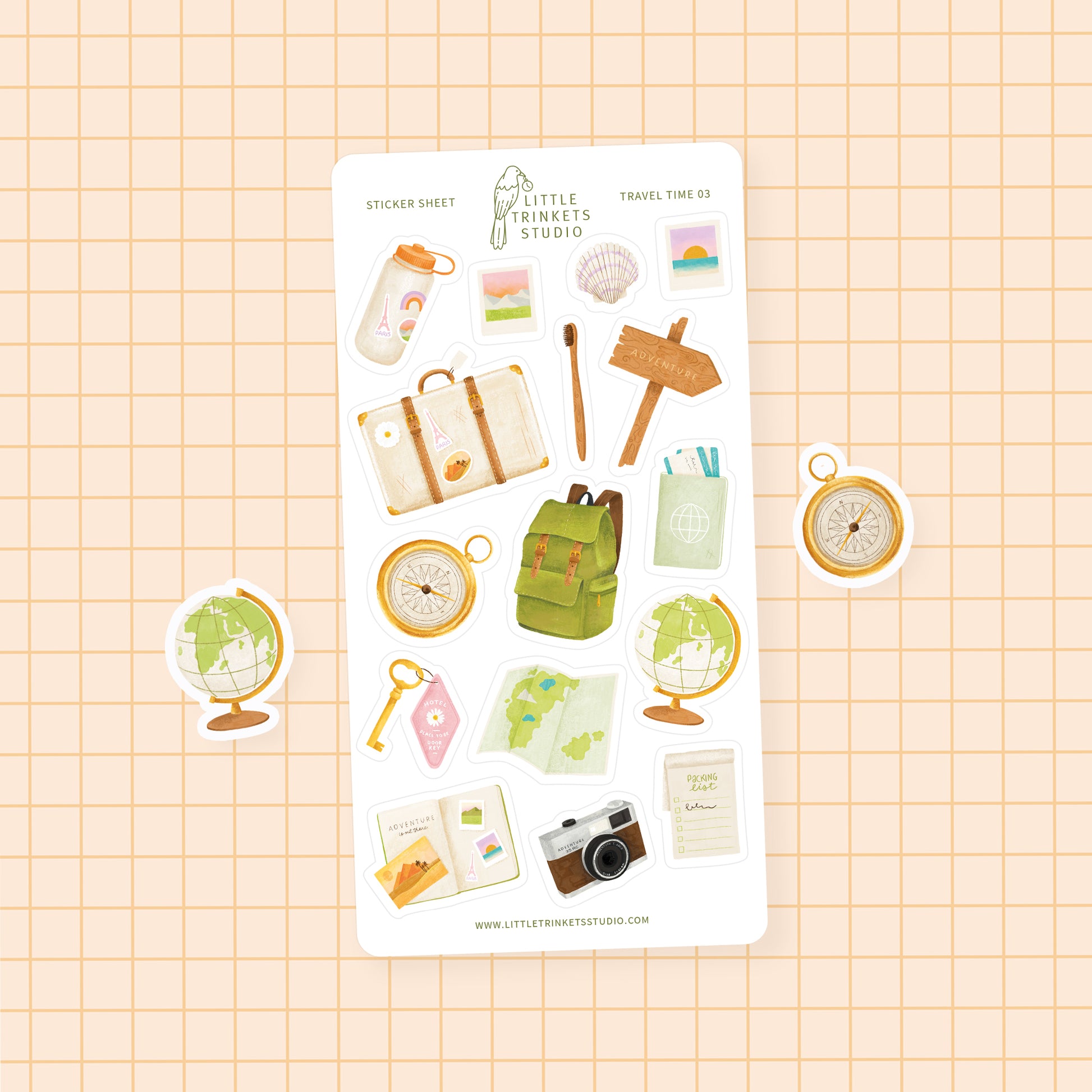World globe and compass stickers