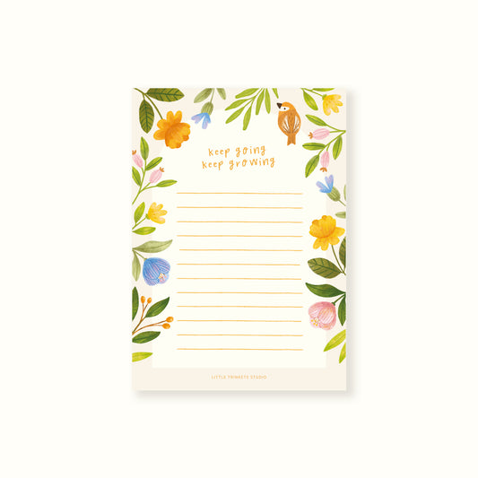 Keep going keep growing A6 floral notepad