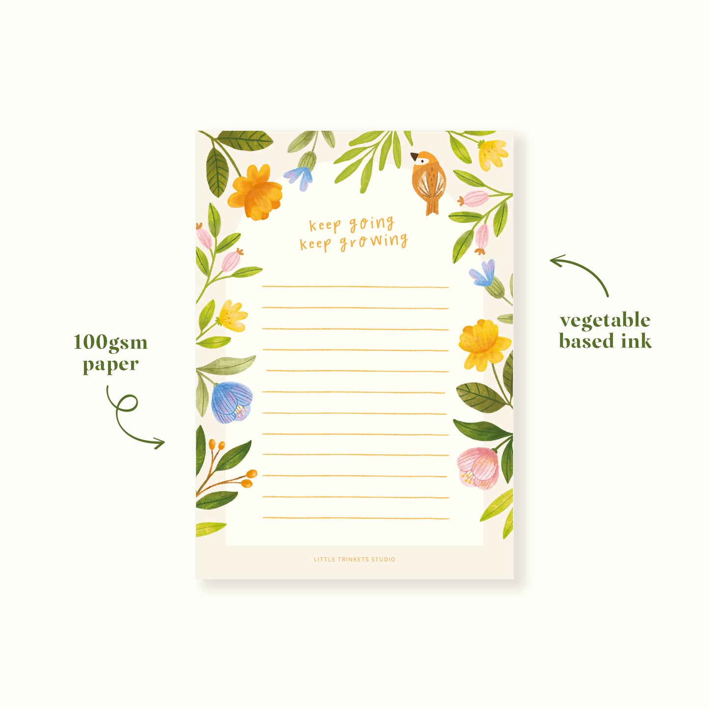 eco-friendly A6 floral notepad vegetable based ink