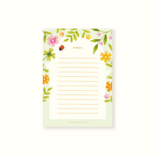 Summer Meadow A6 Ladybird Notepad
