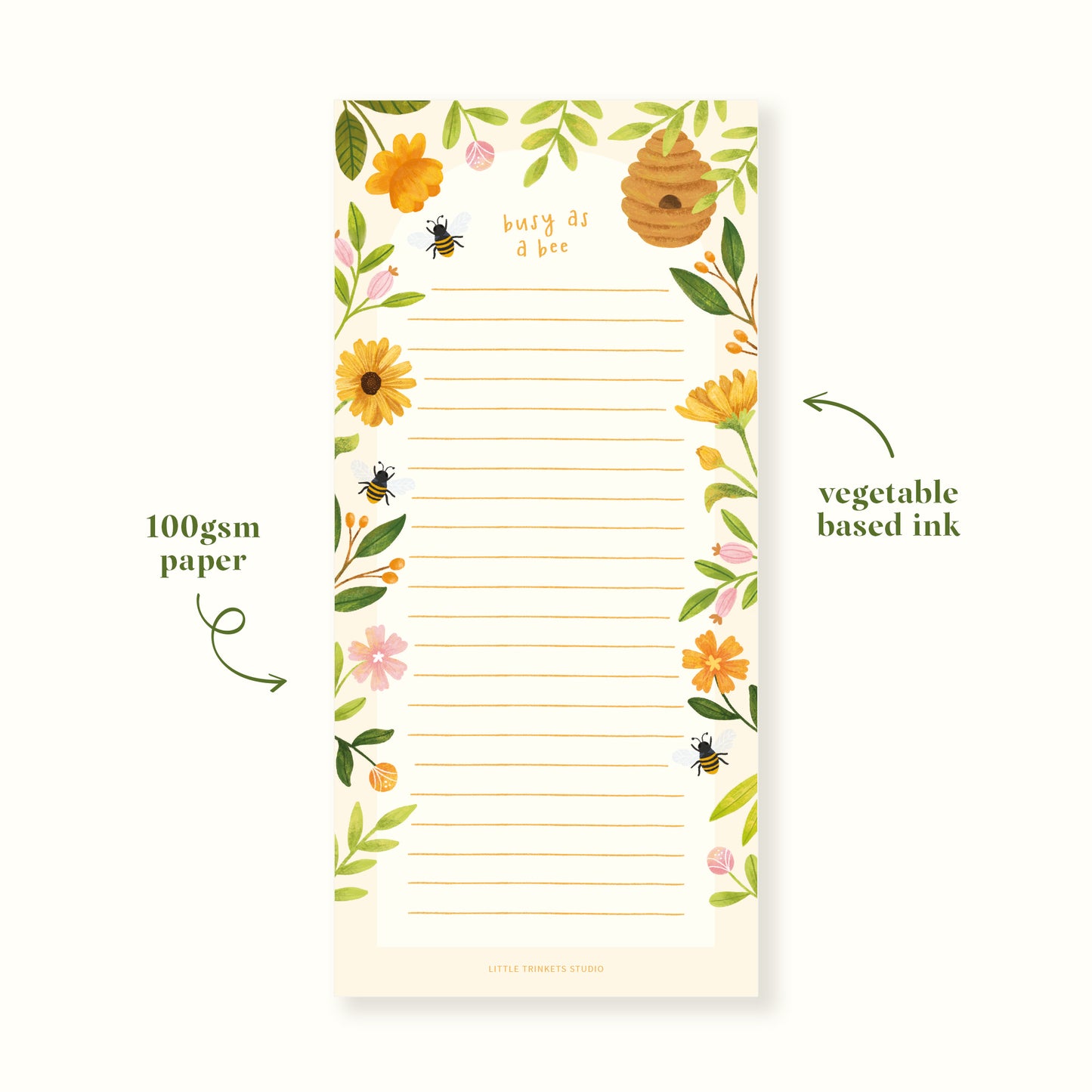 DL Floral To Do List Notepad Busy Bee