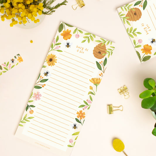 DL Floral To Do List Notepad Busy Bee