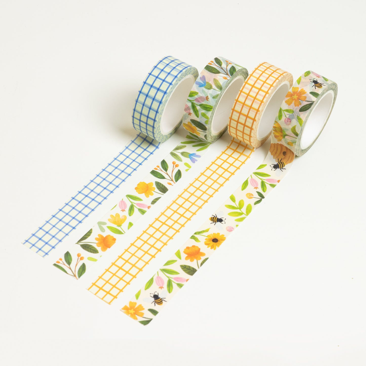 Set of 4 floral washi tape designs from above